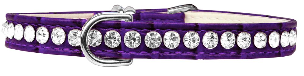 Beverly Style Rhinestone Designer Croc Dog Collar Purple Size 10